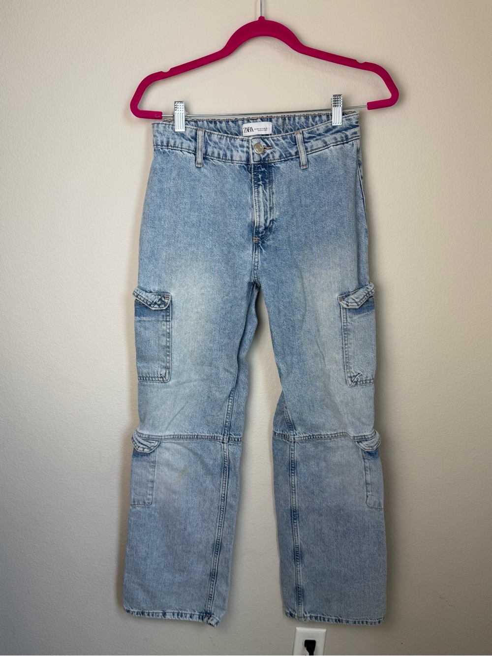 Zara Light Wash Cargo Jeans